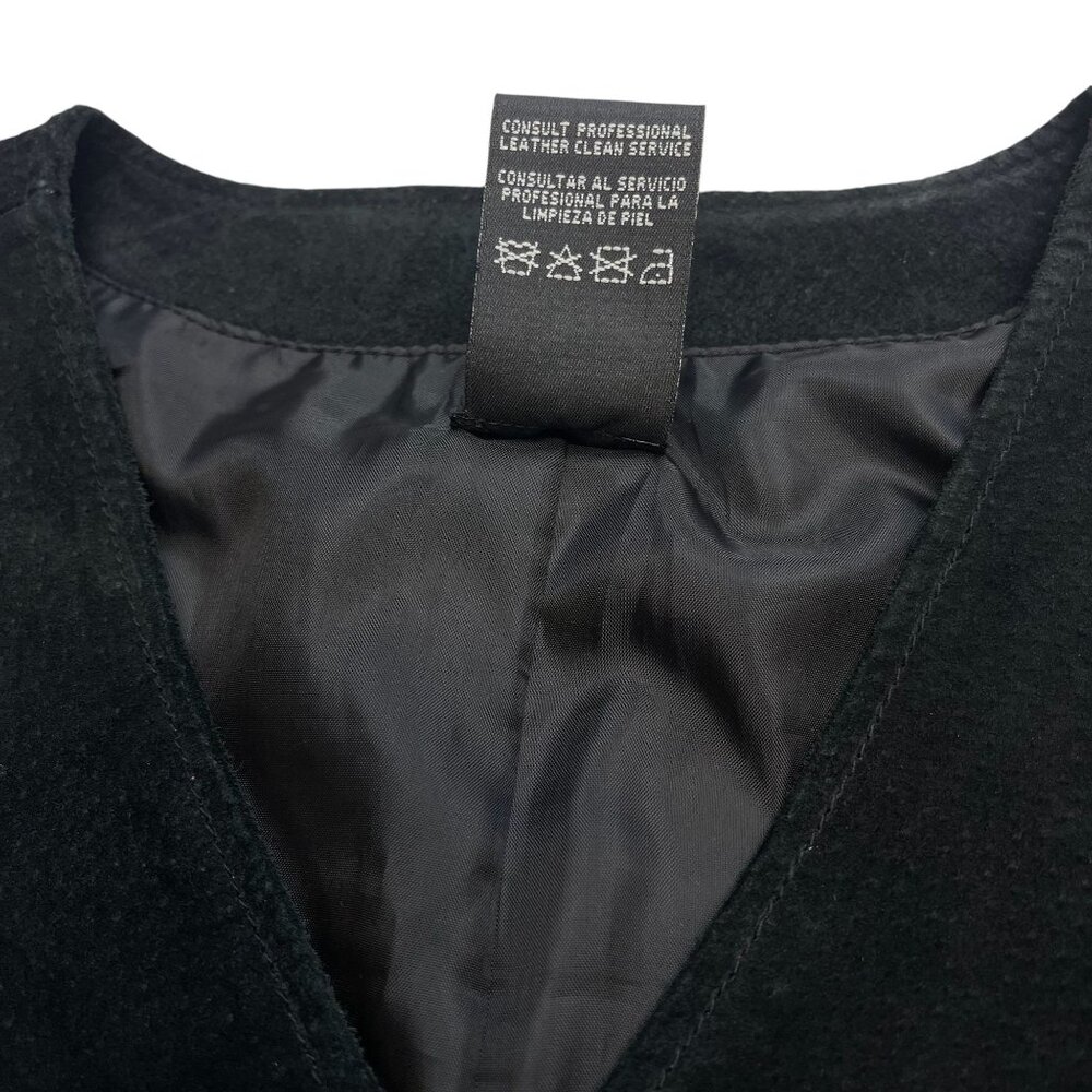 Vintage Outbrook Black Suede Leather Vest Size Large 12/14 Western Style Lined - Picture 9 of 10